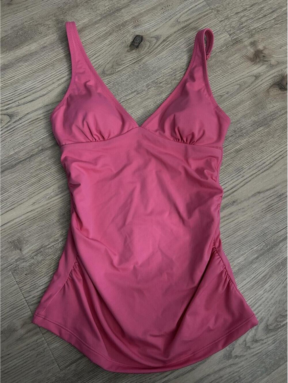 NWT Amazon Essentials Pink Side Shirred Tankini Swim Top Size XS